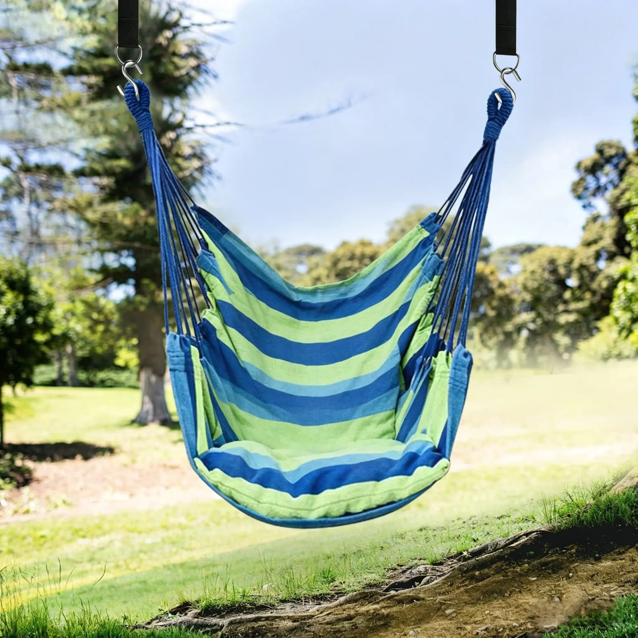 Portable Hammock Swing Chair - 400 lbs (180 kg) Weight Capacity, Multi-Functional Leisure Rocking Chair for Outdoor Camping, Balconies (Pillows Not Included)