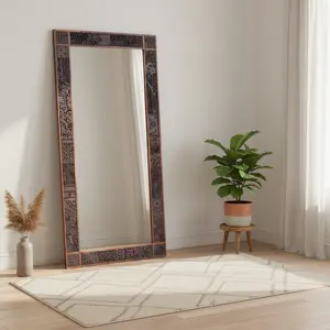 Unique Vintage Printing Blocks Repurposed 36" x 78" Large Solid Wood Mirror