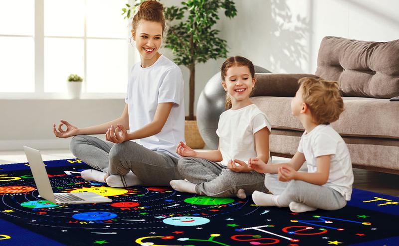 【GARVEE】Educational and Non-Slip Area Rugs Featuring Outer Space, Solar System, and Alphabet Designs, Soft and Large Throw Carpets for Playrooms, Bedrooms, Nurseries, and Classrooms