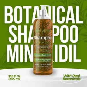 Viral New Herbal Shampoo Minoxidil 1000ml (33.8 fl oz) - With Real Pieces of Rosemary, Cinnamon, Aloe, & Mint - Fortalece, Regenera, Acelera Crecimiento – Con Ingredientes Naturales.