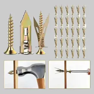 120 Count Drywall Self Drilling Anchors and Screws,Easy Application,No Drill or Holes in Wall,Heavy-Duty Zinc-Plated Steel Anchors with Self-Tapping Screws,Hollow Screws and Anchors for TV,Bicycle,Cabinet Fixing Accessories.