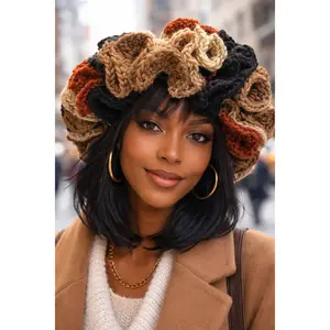 Crochet Ruffles Hat - Espresso