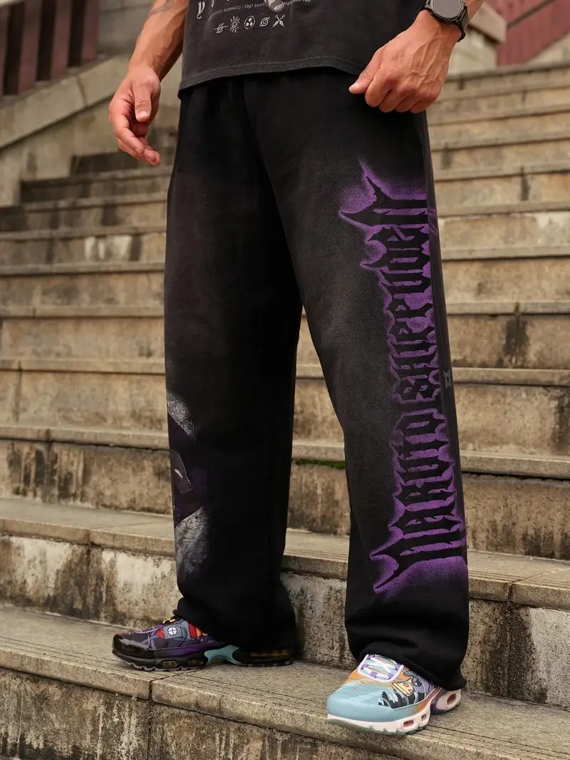 Youngla Japanese Cartoon Manga Sweatpants – Vintage Hip Hop Y2K Streetwear Graphic Jogger Pants, Retro Anime Inspired Casual Sweatpants for Men Women, Relaxed Lounge Wear, Fall Winter Outfit Gift