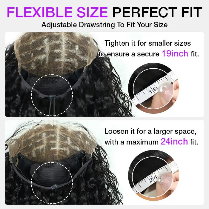 13x6 Boho Curls Braided Wigs Human Hair Pull Go Drawstring Cap HD Full Lace Frontal Wig Knotless Pre Cut Lace
