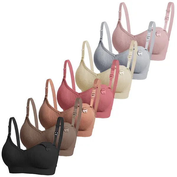 Women's Seamless Wireless Maternity & Postpartum Lactation Bra - Maternity Bras for Breastfeeding, Pregnancy Nursing, 1-Hand Easy Front Clip, Soft Ribbed, Daily & Sleep Wear, Pregnancy Nursing Bras