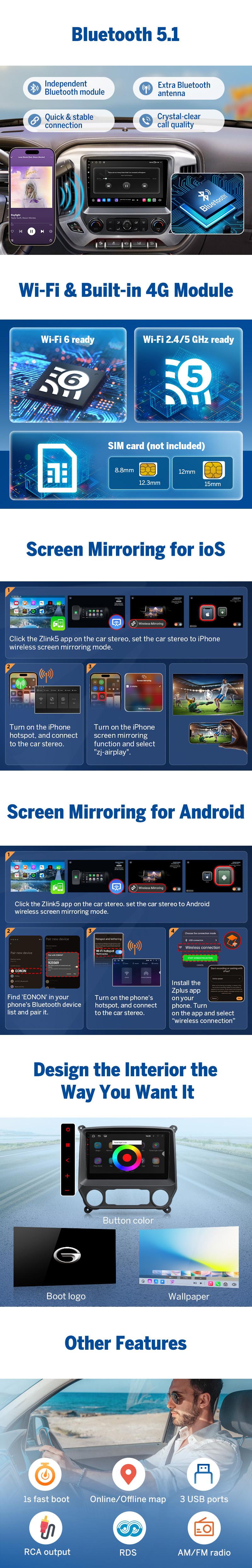 Eonon Car Stereo for Chevy Silverado GMC Sierra 2014-2018 with 10.1" IPS Touch Screen CarPlay Android Auto Android 13/14 Car Head Unit with Backup Camera & Dashcam OBDII SWC Sub BT Bluetooth 5.0 - GMSX7A, GMSX6S2 Eonon Car Stereo for Chevy Silverado GMC Sierra 2014-2018 with 10.1" IPS Touch Screen CarPlay Android Auto Android 13/14 Car Head Unit with Backup Camera & Dashcam OBDII SWC Sub BT Bluetooth 5.0 - GMSX7A, GMSX6S2