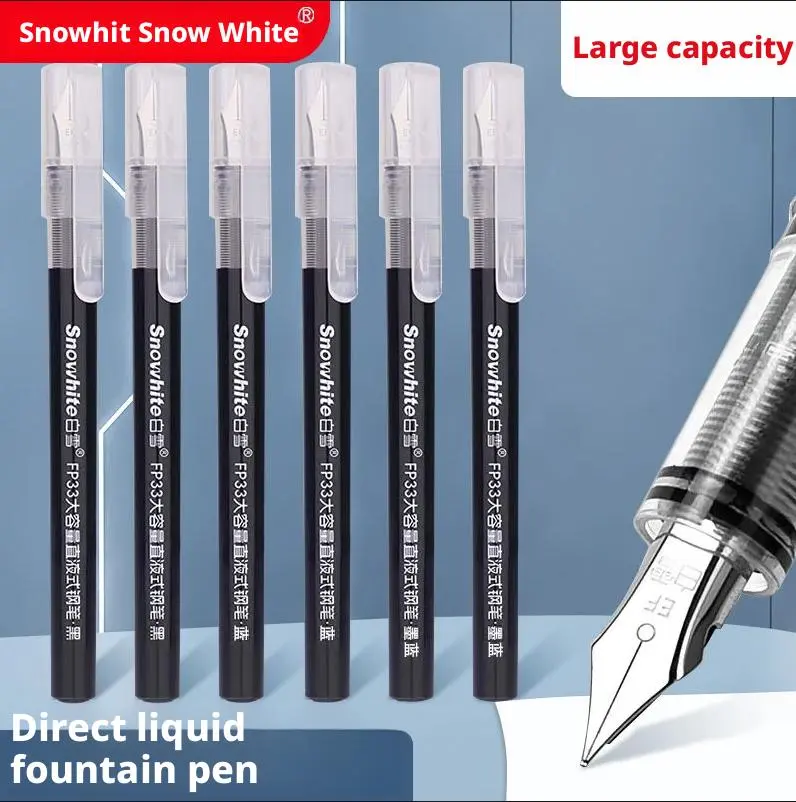 Disposable Fountain Pen Set for Students, EF Nib, No Ink Cartridge Replacement Needed, Quick-Drying, Non-Bleeding, Black & Blue Office Writing Stationery Supplies