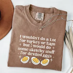 Comfort Colors Deviled Eggs Funny Food T-Shirt, I Would Do Sketchy Stuff for Deviled Eggs Shirt, Vintage Humor Food Lover Graphic Tee, Funny Cooking Shirt, Gift for Men Women