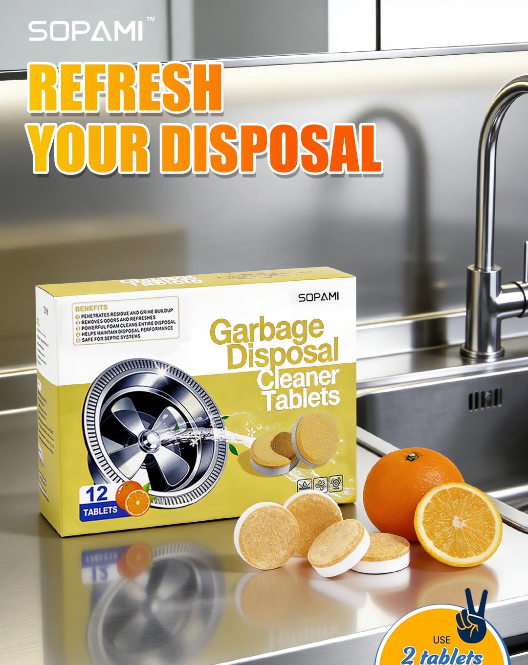 SOPAMI Garbage Disposal Cleaner Tablets Safe for Septic Systems, Removes Grime & Refreshes Disposals