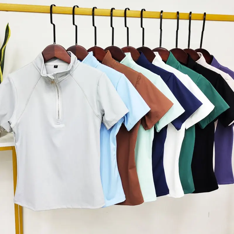 Quick Dry Short Sleeve Horse Riding Female Horseback Riding Shirt Equestrian Show Shirt Equitation Clothing
