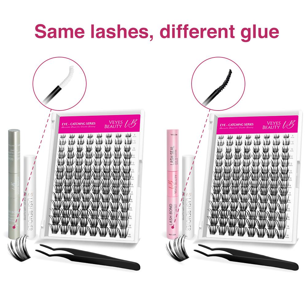 VEYESBEAUTY VB-Crown Cluster Lashes 100% Handcrafted Ultra-thin Extremely Fine Invisible Band False Eyelash Wispy Faux Mink Lash Mixed Length DIY Eyelash Extension for Self Makeup Cosmetic Application at Home