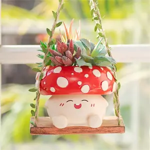 Glasseam Gardening Plant Gifts for Women Cute Hanging Planter Gift for Plant Lovers Mother Smiley Face Small Plant Pot for Succulent Flower Cactus Spider with Hanging Baskets Design