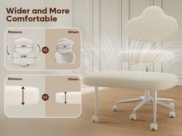 Pinmoco Mountain-Shape Ergonomic Cross Legged Chair with Wheels, Meditation Chair, ADHD Chair for Adults, Wider Height Adjustable Backrest and Seat, Yoga Office Chair