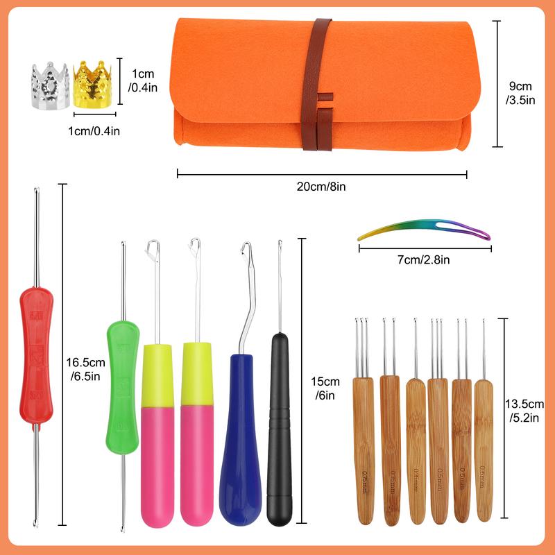 48Pcs Dreadlock Crochet Hook Tool Set-Latch Hook with Storage Bag,Crochet Needle for Hair Braiding,Locking Hair Extensions Tool for Sisterlocks