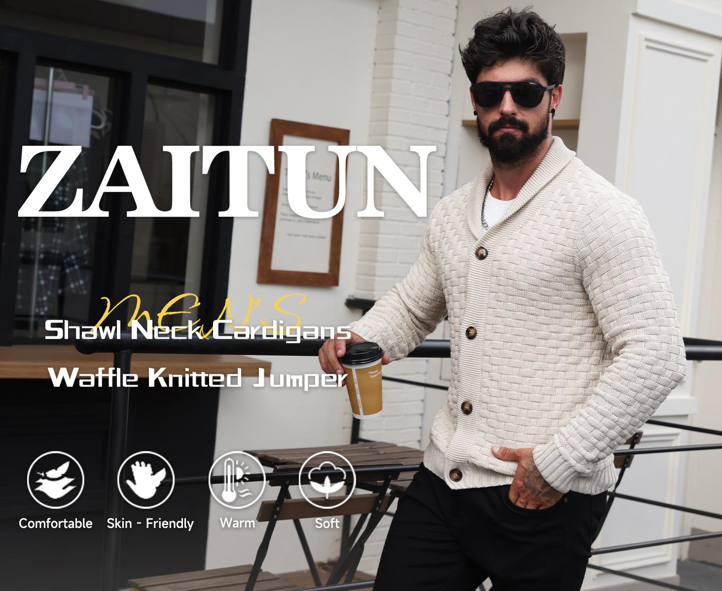 Zaitun Men's New Fashion Sweater Cardigan, Warm Knitwear for Fall & Winter, Stylish High-End Feel, Perfect for Casual Wear