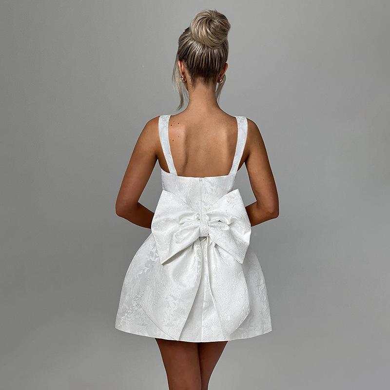 Jacquard Teen Homecoming Dress 2026 Wide Shoulder Strap Short Prom Dress  Corset Cocktail Evening Dress with Bow - TikTok Shop