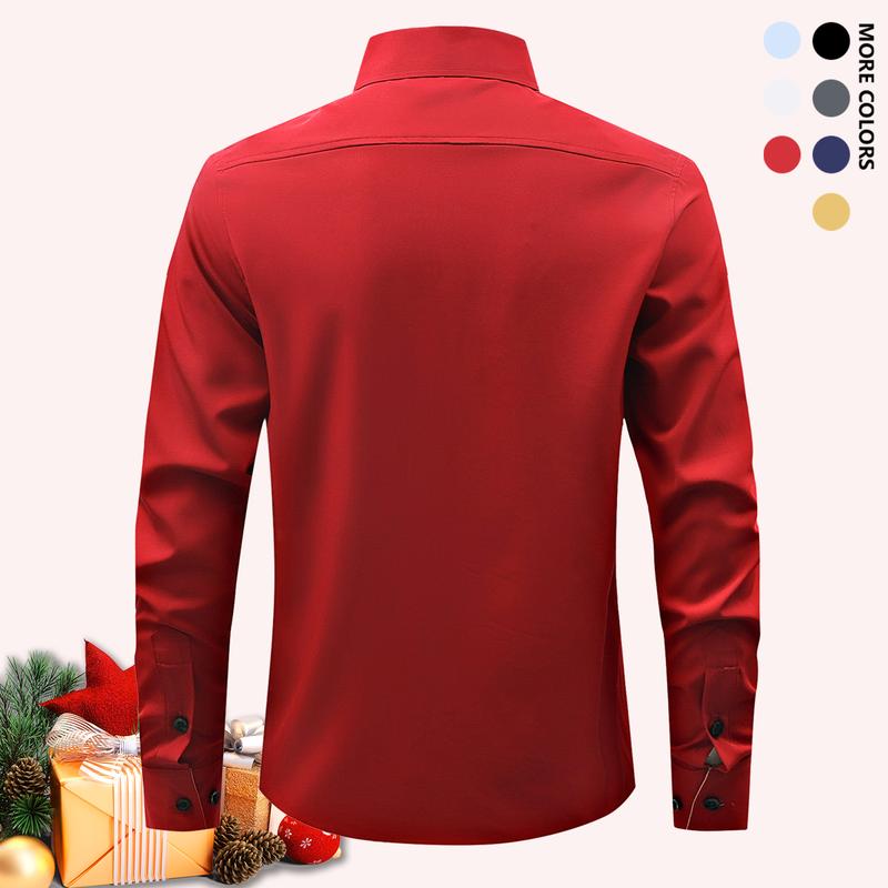 Pack of 5 Men's Business Casual Shirts - Solid Long Sleeve Button Up Shirt, Front Lapel Long Sleeve, Regular Length, Suitable for Four Seasons Office and Commuter Wear, Available in Multiple Colors