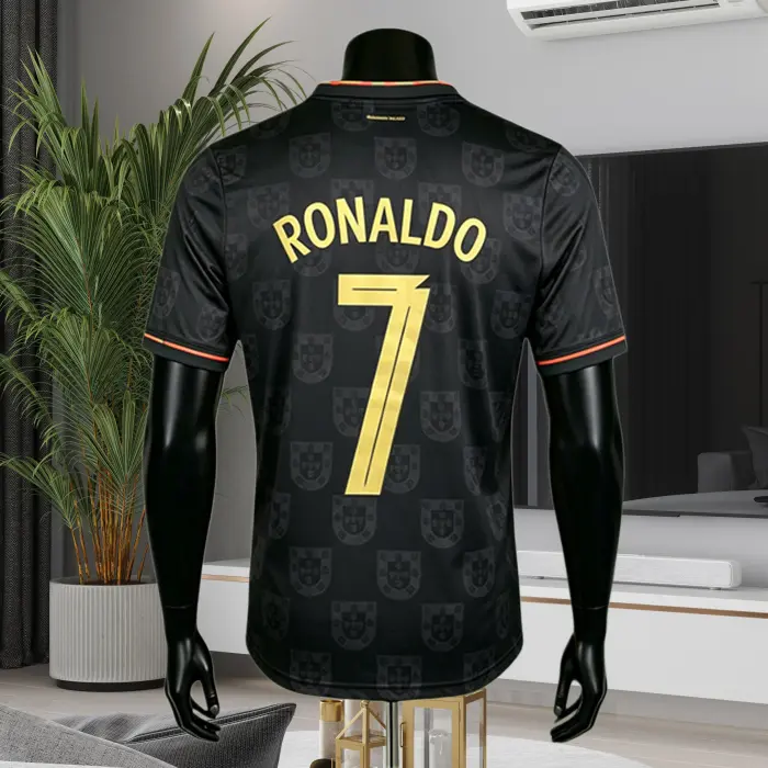 2026 Portugal Away Black Ronaldo No.7 Short sleeve Soccer jersey