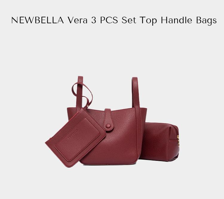 NEWBELLA Vera 3 PCS Set Top Handle Crossbody Bags Includes Handbag & Wallet Stylish Functional Design with Magnetic Closure Detachable Strap,FallFreshness