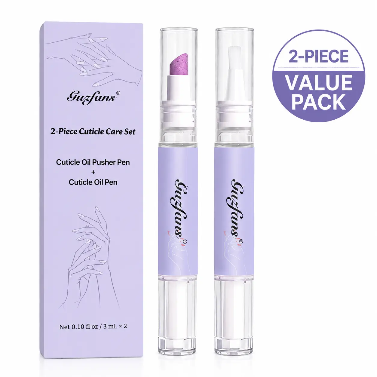2-Pack 3-in-1 Nail Care Pen with Ceramic Tip – Cuticle Pusher & Nail Oil Pen for Taming Hangnails, Revitalizing & Nourishing Nails, Salon-Quality Nail Care