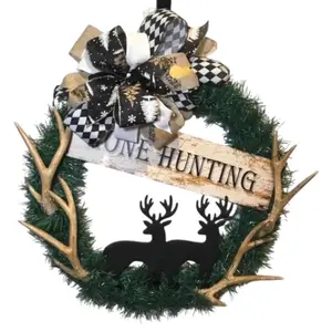 Rustic Deer Antler Wreath: He Shed, Man Cave Decor