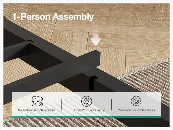 Novilla  Bed Frame with Charging Station USB/Type-C & Storage Headboard, Modern Metal Platform Bed Frame, Easy Assembly, Heavy Duty Slats Support, Noise Free, No Box Spring Needed，Twin/Full/Queen/King Size