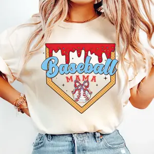 Baseball Ice Cream Drip Shirt, Sporty Mom Tee, Brushstroke Baseball Design Shirt, Trendy Game Day Mama Outfit, Mother's Day Gift