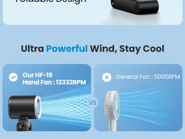 GAIATOP Handheld Mini Fan, Up to 21 Hours of Use, Rechargeable Battery, 6-Speed 180° Adjustable, Lightweight & Portable Foldable Fan, Summer Essential for Women & Girls, Travel & Work   Valentine's Day gift