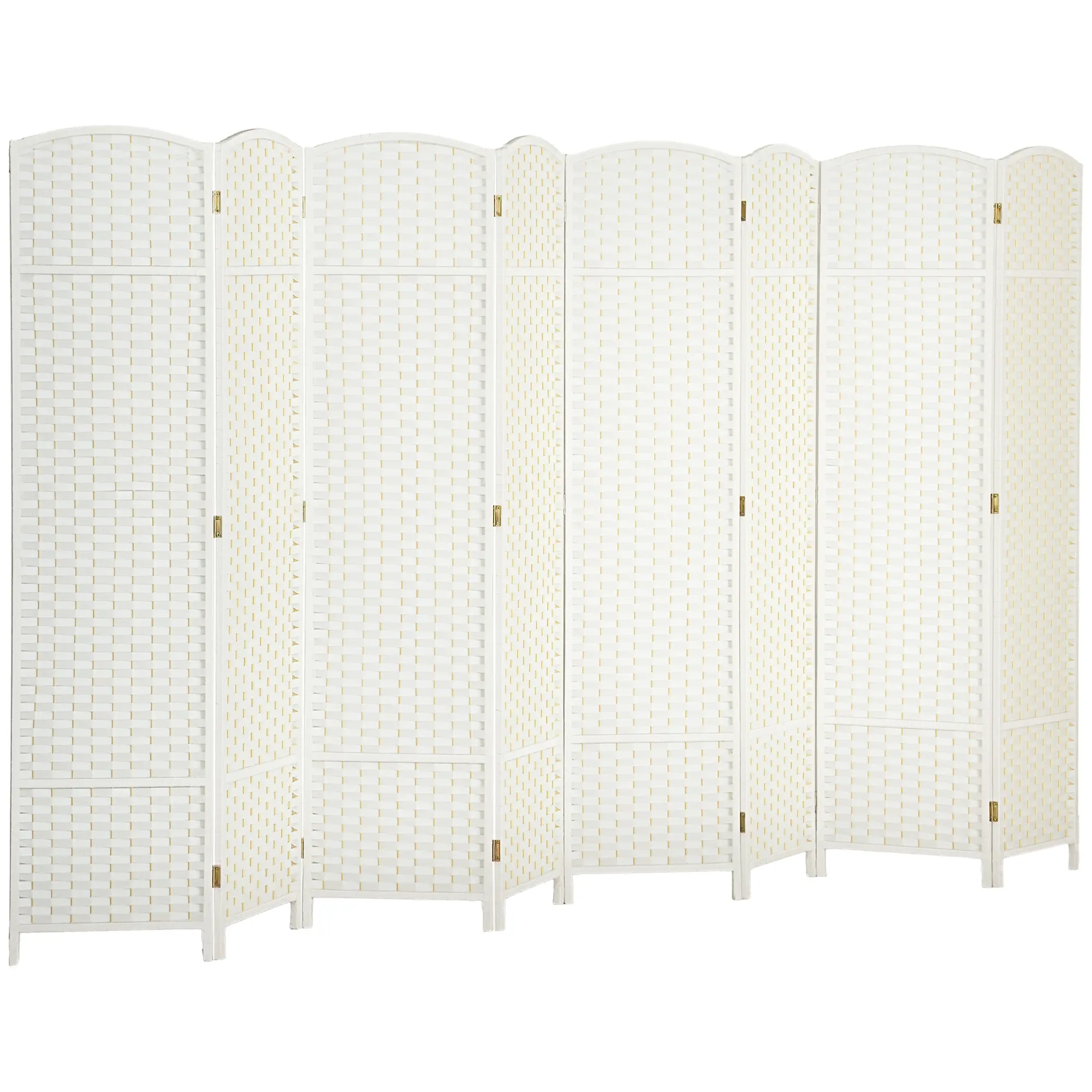 HOMCOM Room Divider, 8 Panel Folding Privacy Screen, 5.6' Tall Freestanding Wall Partition for Home Office, Bedroom, White