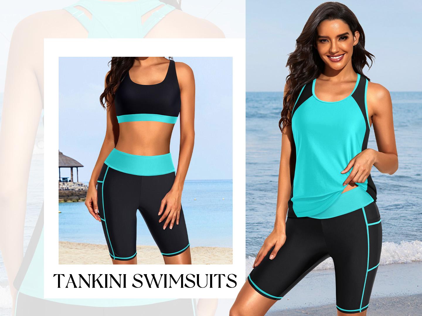 Tempt Me Women Three Piece Tankini Swimsuits - Athletic Bathing Suits Swim Tank Top with Boy Shorts and Bra Modest Swimwear Tempt Me Women Three Piece Tankini Swimsuits - Athletic Bathing Suits Swim Tank Top with Boy Shorts and Bra Modest Swimwear