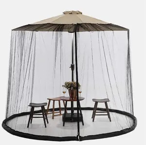 9ft Patio Umbrella Bug Screen w/Zipper Door and Polyester Netting(NET ONLY) Adjustable Canopy Shade