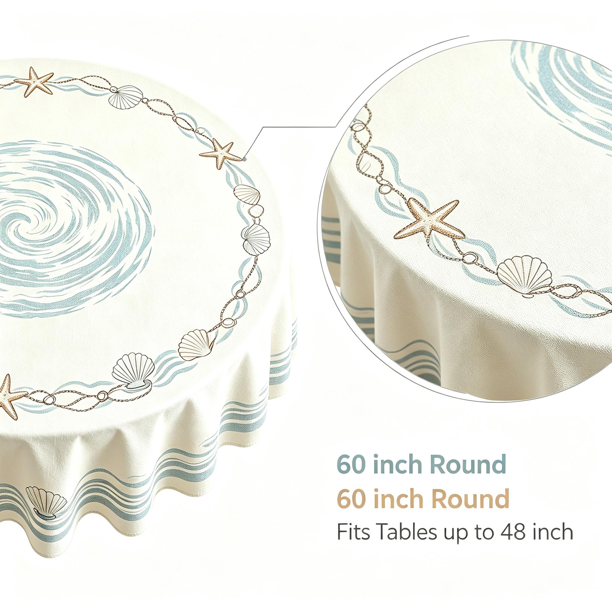 60-Inch Round Tablecloth with Multiple Stylish Patterns, Fits Round Tables Up to 48-Inch, Ideal for Parties and Daily Home Decor