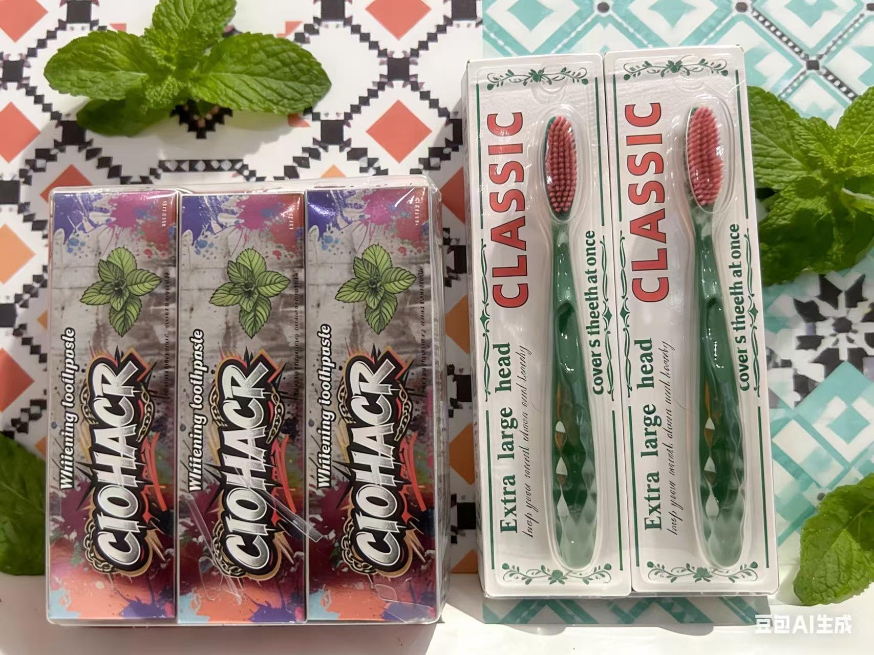 CIOHACK Whitening Toothpaste 3-Pack & Classic Soft Bristle Toothbrushes 2-Pack Natural Mint Flavor Oral Care Bundle for Sensitive Teeth Mint Extract Formula