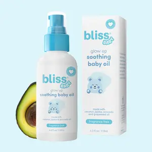 Bliss Baby Oil, All Natural, Premium & Unscented, Vegan - Made with Organic Avocado Oil, Coconut Oil, Dermatologist Tested, Soothing & Hydrating Baby Massage Oil, Travel Size 4 fl. Oz.