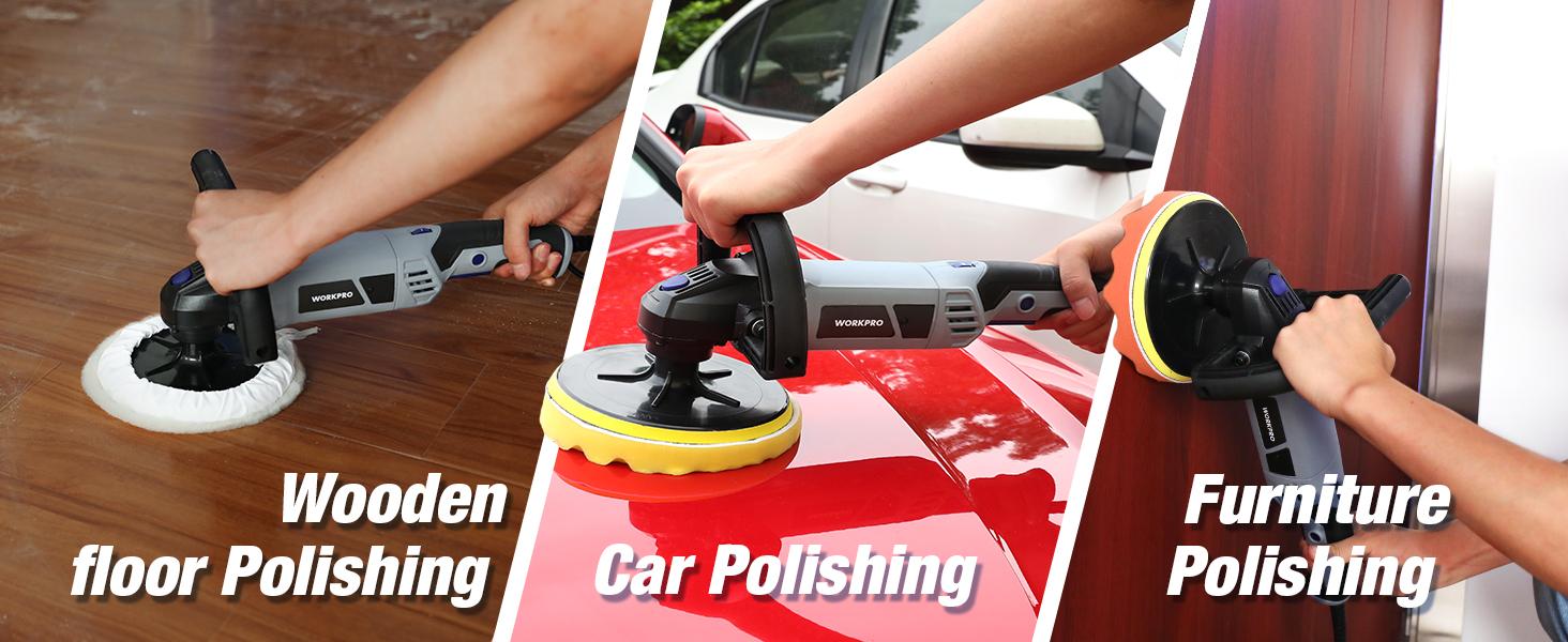 #JumpstartSale WORKPRO Buffer Polisher - 7-inch Car Buffer Waxer with 4 Buffing and Polishing Pads, 6 Variable Speed 1000-3800 RPM, Detachable Handle, Ideal for Car Detailing, Sanding, Polishing, Waxing #JumpstartSale WORKPRO Buffer Polisher - 7-inch Car Buffer Waxer with 4 Buffing and Polishing Pads, 6 Variable Speed 1000-3800 RPM, Detachable Handle, Ideal for Car Detailing, Sanding, Polishing, Waxing