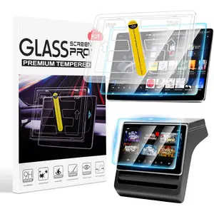 Canvcle Upgrade 2PCS Screen Protector for Tesla Model 3 Highland 2024-2026, Model Y Juniper 2025-2026, 15.4" Front & 8" Rear Touchscreen, Tesla Accessories Tempered Glass Screen with Alignment Kit