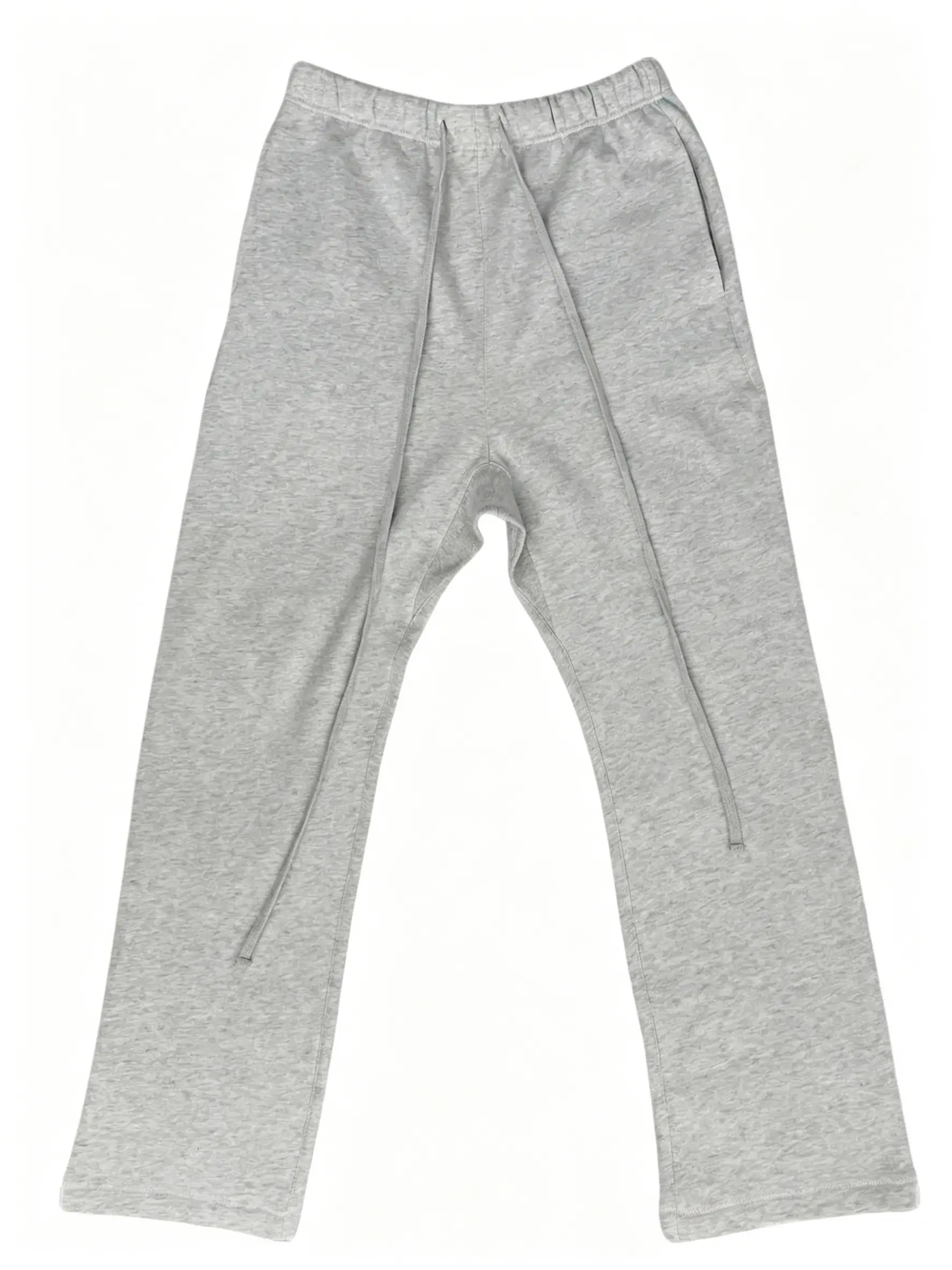 Men's Uncuffed Sweatpants Light Gray Joggers, Casual Relaxed Fit Lounge Pants with Side Pockets & Drawstring, Casual Streetwear Loungewear for Everyday, Gym & Travel