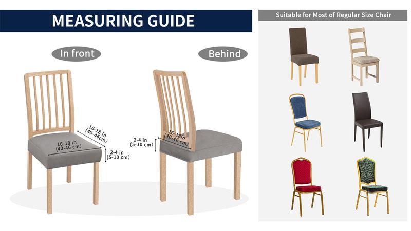 Easy-Going Waterproof Seat Covers for Dining Room Chairs Set of 2,4,6 Stretch Chair Seat Slipcovers Seat Protector Removable and Washable Kitchen Chair Covers
