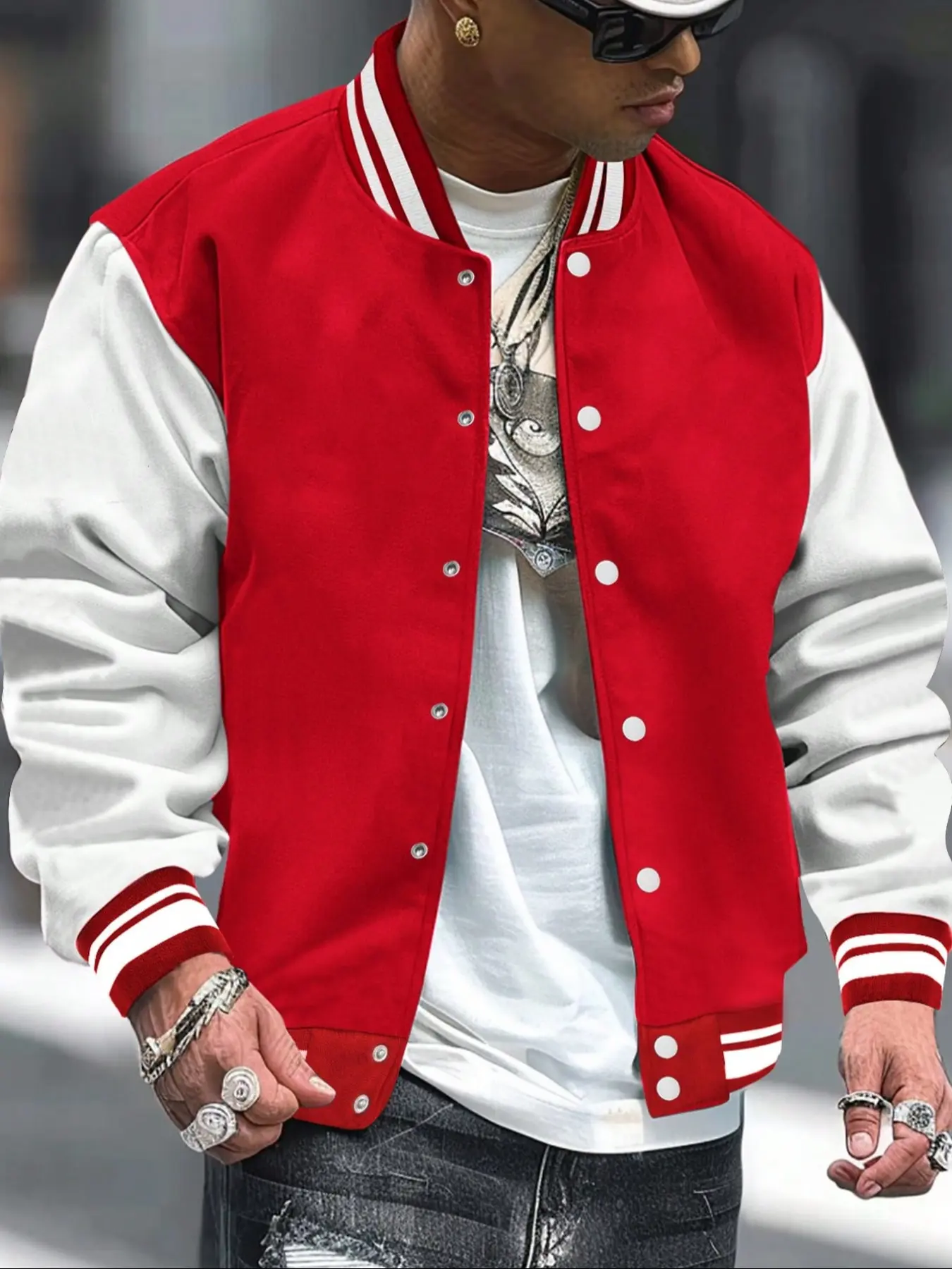 Men's Baseball Jacket Coats Colorblock Long Sleeve, Fitted Casual Campus Style, Comfortable Daily Wear, Thick Fabric Knit for Fall & Winter,Fall outfits, Clothes, Casual Athletic Jacket