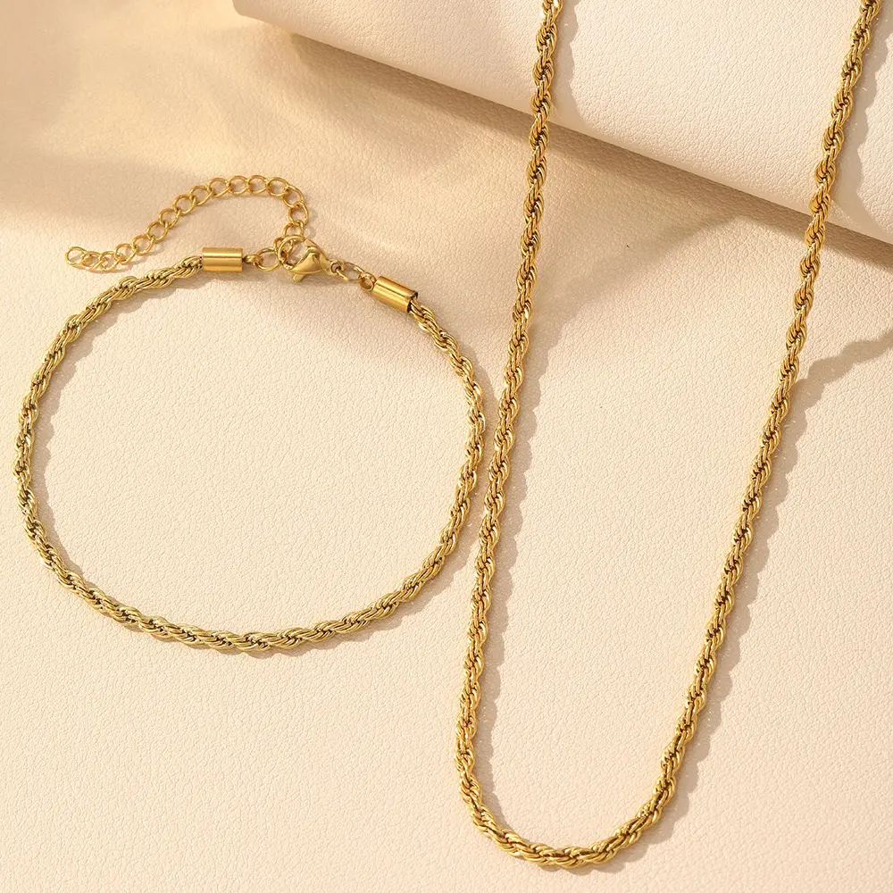 Men's Punk Style Twist Design Cuban Link Chain Necklace & Bracelet, Fashion Jewelry Accessory Set for Guys, Party, Daily Clothing Decor, Trendy All-match & Exquisite Jewelry for Birthday Gift, Elegant Jewelry Set stack day anniversary homedecor season