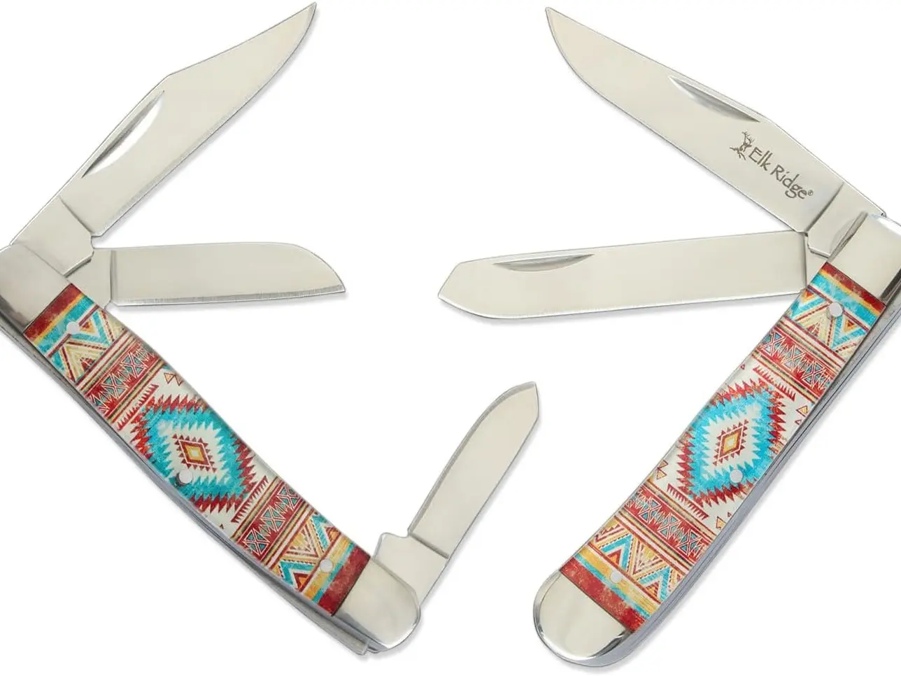 Elk Ridge 2PC Western Style Folding-Knife Set 7.25" Stockman Knife, 6.5" Trapper Knife