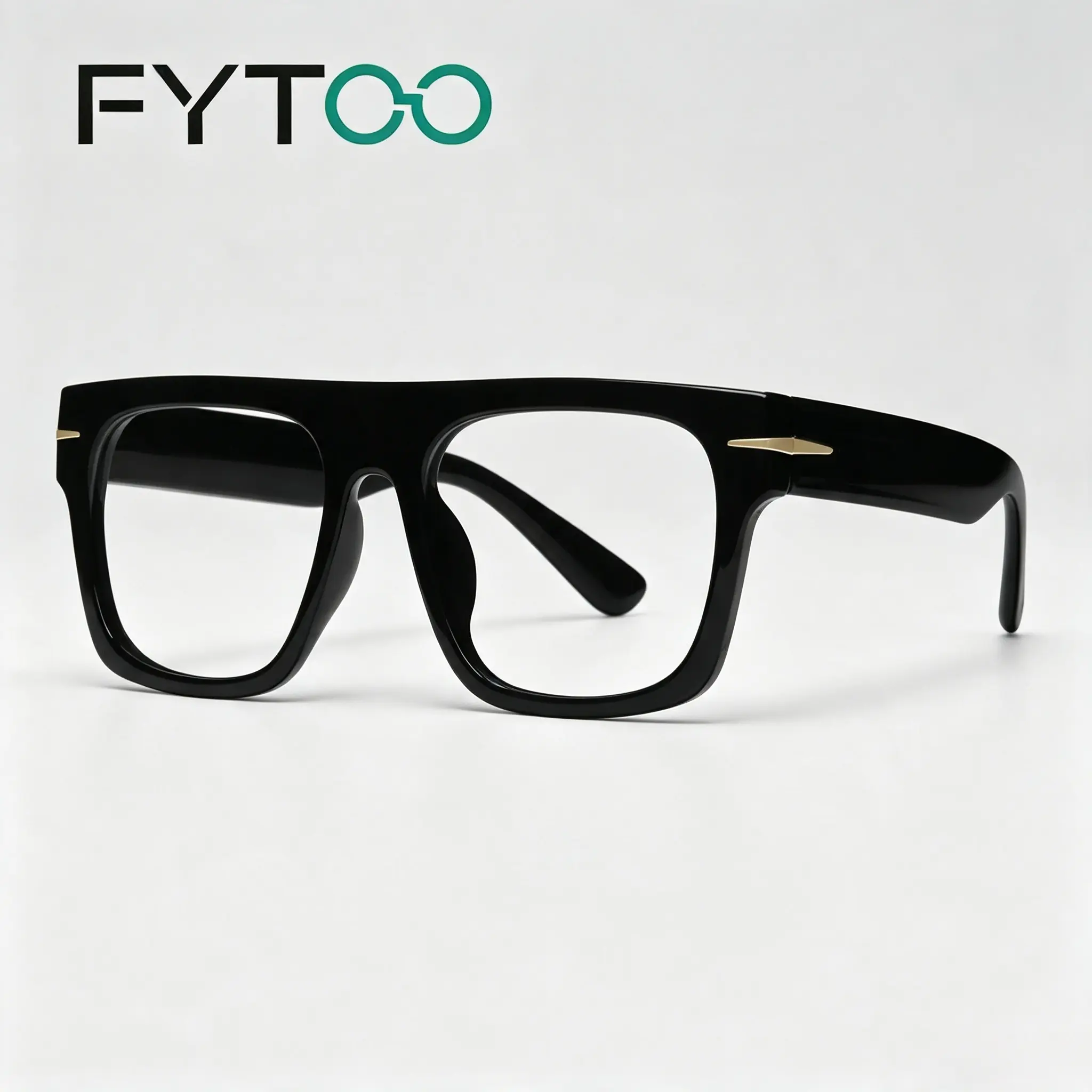 Fytoo Acetate Eyeglasses, Flat Top Thick Square Optical Glasses, Fashion Oversized Frame for Men Women