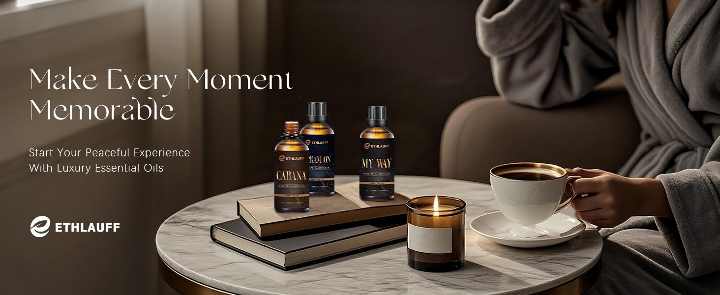 Ethlauff 3.5 fl oz Diffuser Oil For Humidifiers - Luxury Aromatherapy Scent Essential Oil - My Way, Ritz Carlton, Baccarat, Hints of Bright White Tea, Earthy Cedar, Hotel Fragrance Oil for Home, Home Care, Fragrance & Natural Scented Essential Oil