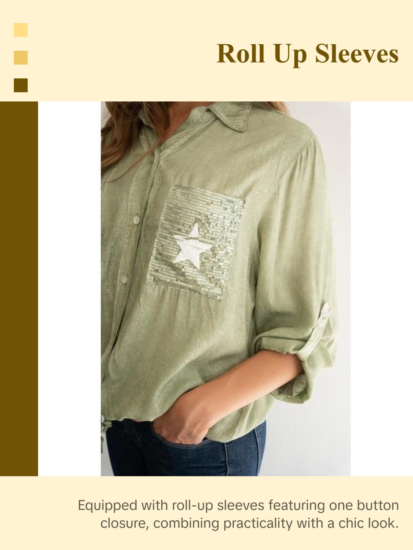 Star open collar button down Italian top