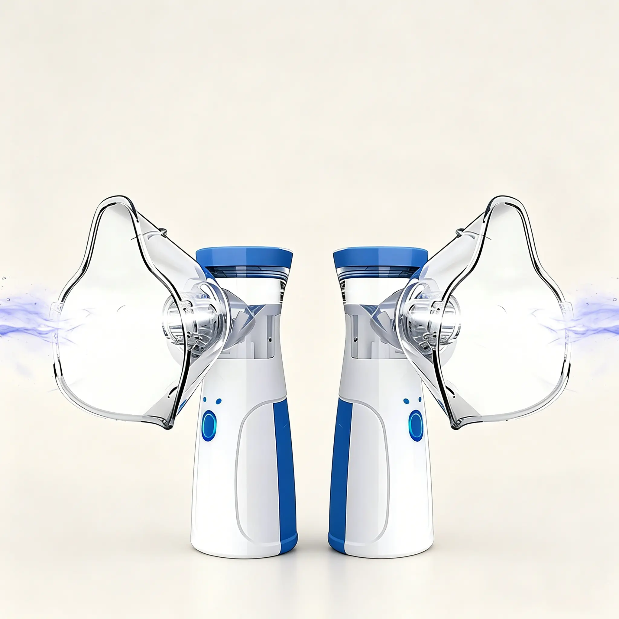 2PCS Blue Humidifier, Portable Humidifier,Humidifier Machine For Adults And Kids, ForBreathing Problems, Nebulizer Masks AndAdjustable Nebulization Rate Humidifier WithUSB Power Cord, Facial Hydration (No Include Battery)