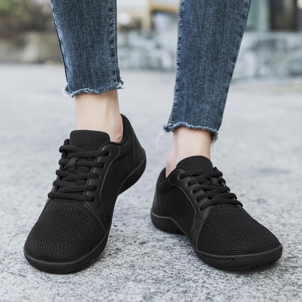 Women's Barefoot Style Slip On Sneakers with Wide Toe Box Zero Drop Sole Non Slip Lightweight Breathable Fabric Low Top Casual Trainers Perfect for Beach Outdoor Activities Walking Running