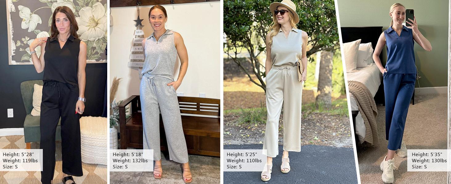 PINSPARK Two Piece Sets for Women Sleeveless Outfits Travel Tracksuit V Neck Top Wide Leg Pant Lounge Sets 2025 Summer sweatsuits women Springtok PINSPARK Two Piece Sets for Women Sleeveless Outfits Travel Tracksuit V Neck Top Wide Leg Pant Lounge Sets 2025 Summer sweatsuits women Springtok