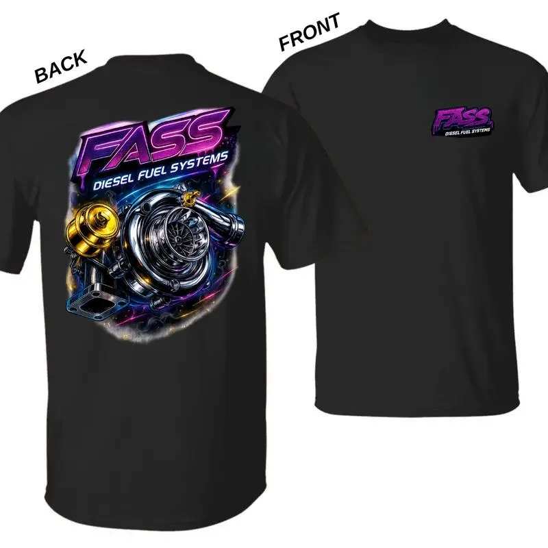 ️[Graphic Tee]"FASS Diesel Fuel Systems Chrome Turbocharger Graphic T-Shirt – Neon Racing Performance Tee for Car Enthusiasts, Diesel Truck Lovers, Turbo Boost Streetwear Outfit, 100% Cotton, Perfect Gift for Racing Fans"