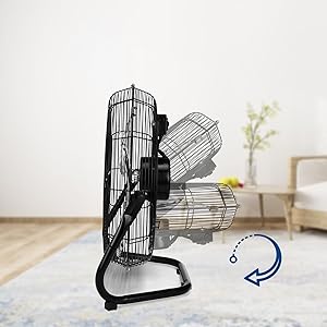 Simple Deluxe 3-Speed High Velocity Heavy Duty Metal Industrial Floor Fans Oscillating Quiet for Home, Commercial, Residential, and Greenhouse Use, Outdoor/Indoor, Black
