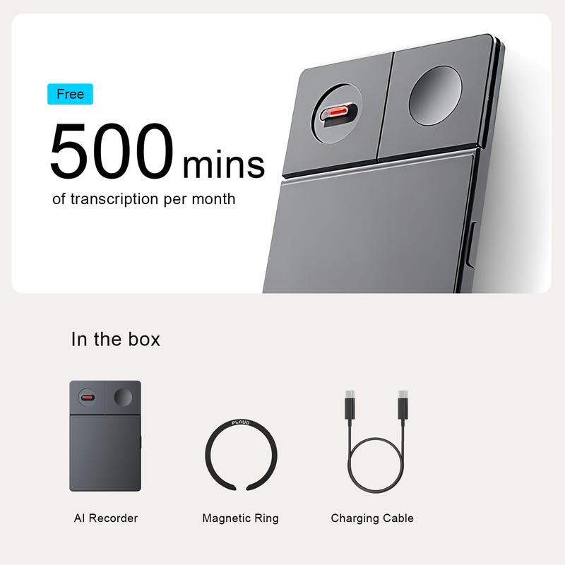 AI Noise-Reduction Voice Recorder 64GB with App, Real-Time Transcription & 112-Language Support for Interviews, Lectures & Calls (Black)